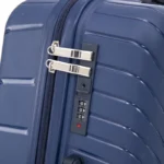 Custom wavy panel hardside spinner suitcase BJ-804 recessed combination lock detail