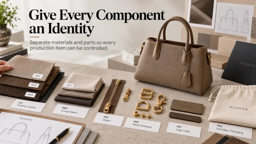 bag bill of materials component identification