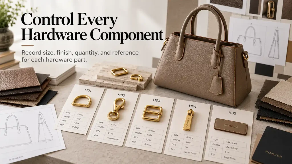 bag BOM hardware component specification