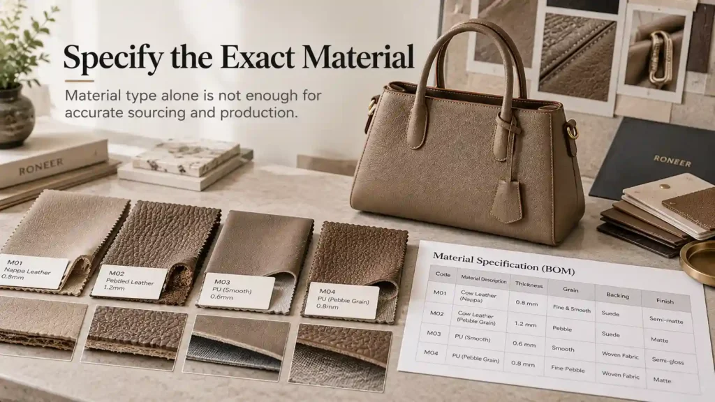 bag bill of materials material specification