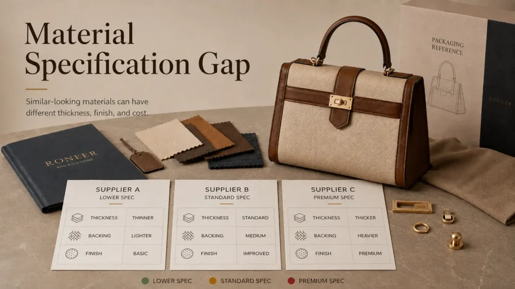 bag supplier quote material specification differences