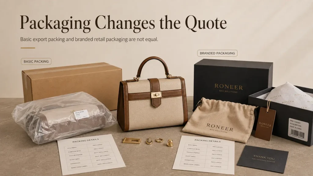 bag supplier packaging quotation differences
