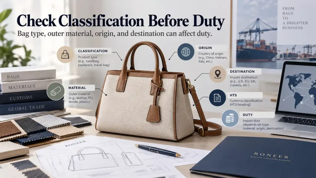 custom bag landed cost customs duty classification