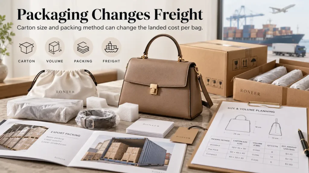 custom bag landed cost packaging freight volume