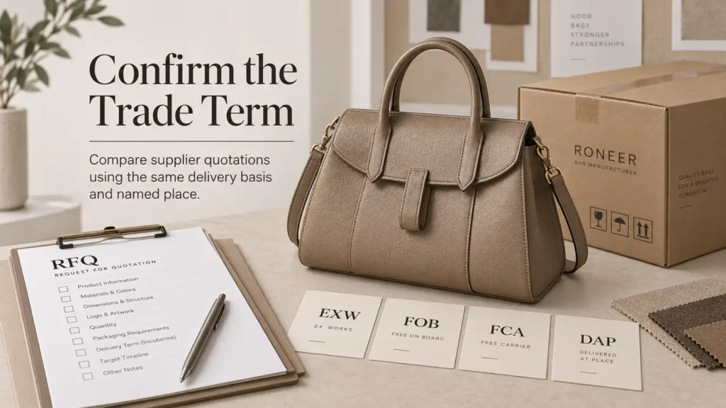 custom bag quotation trade term checklist